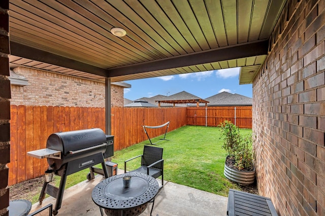 1320 E 94th St, Odessa, TX 79765 - fenced backyard with grilling area and a patio