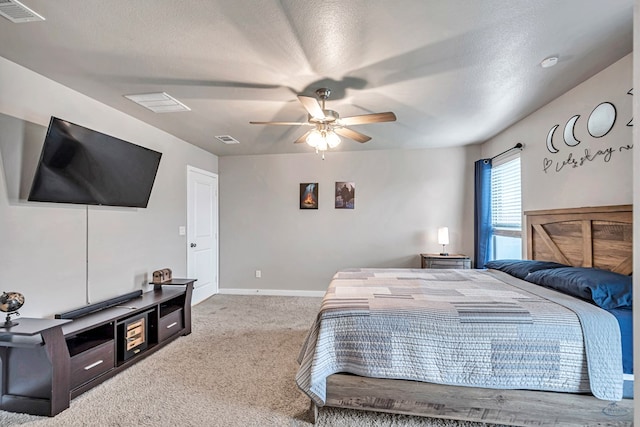 1320 E 94th St, Odessa, TX 79765 - carpeted bedroom featuring a ceiling fan and a textured ceiling