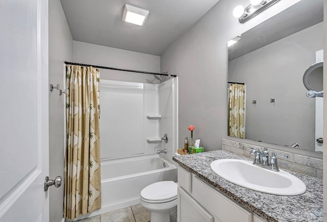 1320 E 94th St, Odessa, TX 79765 - bathroom featuring vanity, shower / bath combo, and tile patterned flooring