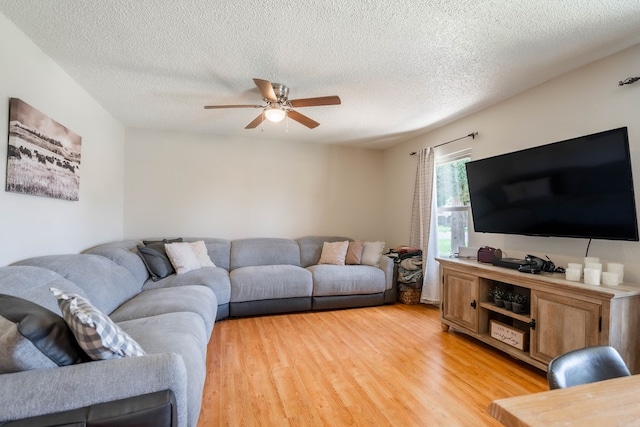 1714 E 53rd St, Odessa, TX 79762 - living area featuring ceiling fan, light wood finished floors, and a textured ceiling