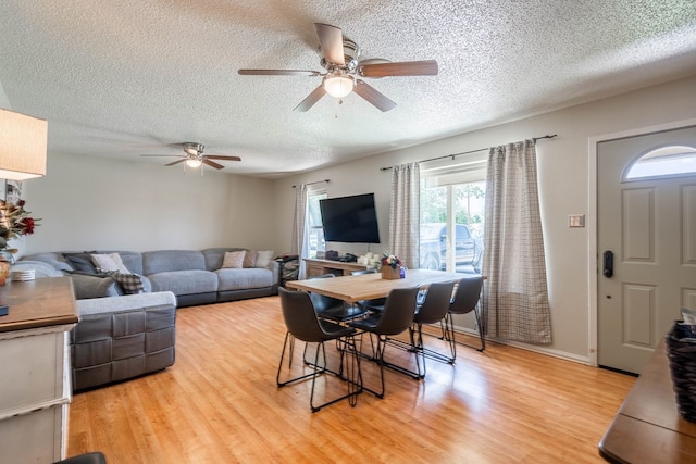 1714 E 53rd St, Odessa, TX 79762 - living area featuring a textured ceiling, light wood finished floors, and ceiling fan