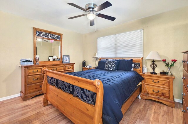 811 NW 7th St, Andrews, TX 79714 - bedroom featuring light wood-type flooring, baseboards, and a ceiling fan