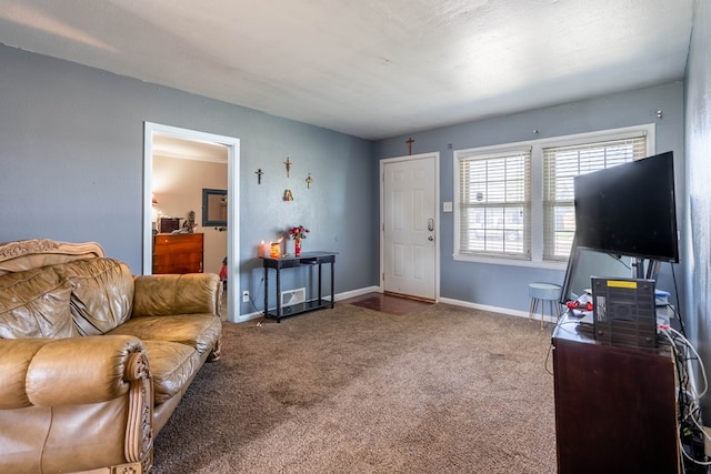 living room with carpet flooring