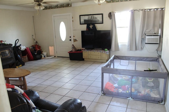 2711 W 83rd St, Odessa, TX 79764 - living room featuring ceiling fan and light tile patterned floors