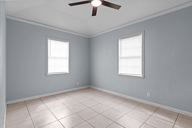 1306 Woodlawn Dr, Odessa, TX 79761 - empty room featuring crown molding, ceiling fan, light tile patterned flooring, and a raised ceiling