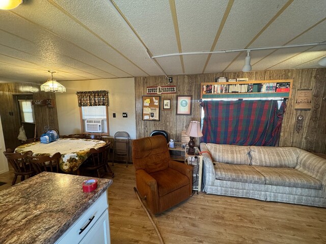 303 Squaw Valley Trl, Fort Davis, TX 79734 - living area featuring wood walls, wood finished floors, and cooling unit