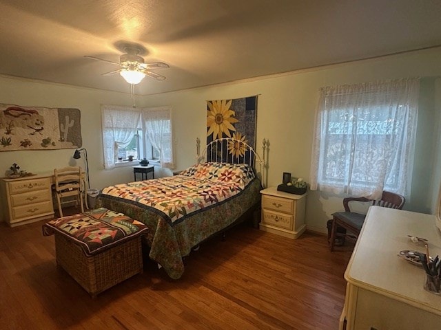 407 N Phelps St, Alpine, TX 79830 - bedroom with wood finished floors and ceiling fan