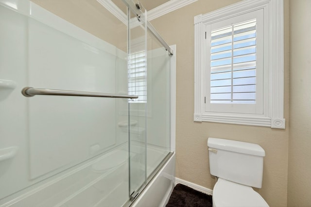 2720 Fair Oaks Cir, Odessa, TX 79762 - full bath featuring plenty of natural light, shower / bath combination with glass door, and crown molding
