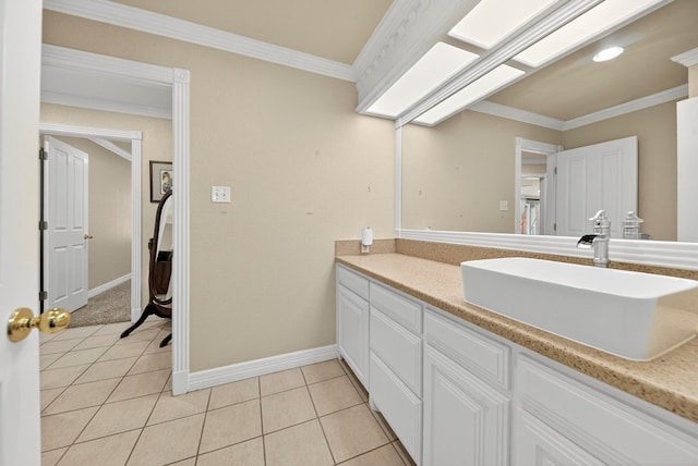 2720 Fair Oaks Cir, Odessa, TX 79762 - bathroom featuring tile patterned flooring, vanity, and crown molding