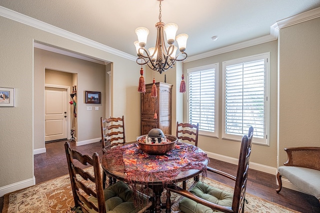 1006 W Cuthbert Ave, Midland, TX 79701 - dining room featuring wood finished floors, a chandelier, and ornamental molding