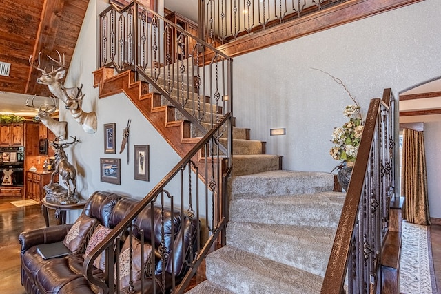 651 Fm 1757, Seminole, TX 79360 - stairs featuring a towering ceiling and ornamental molding