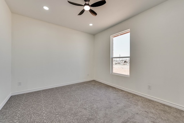 12045 W Palomino Ave, Odessa, TX 79764 - empty room with ceiling fan, carpet, and recessed lighting