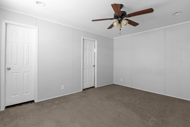 5714 Ector Ave, Odessa, TX 79714 - carpeted spare room featuring a ceiling fan and recessed lighting