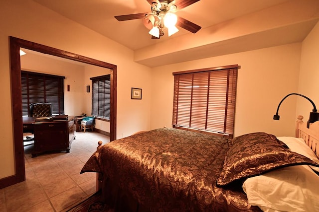 bedroom featuring ceiling fan