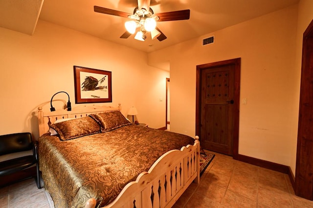 bedroom featuring ceiling fan