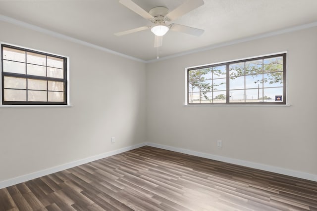 622 W Hillmont Rd, Odessa, TX 79764 - spare room featuring wood finished floors, crown molding, and a ceiling fan