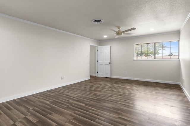 622 W Hillmont Rd, Odessa, TX 79764 - spare room with crown molding, a ceiling fan, dark wood-type flooring, and recessed lighting