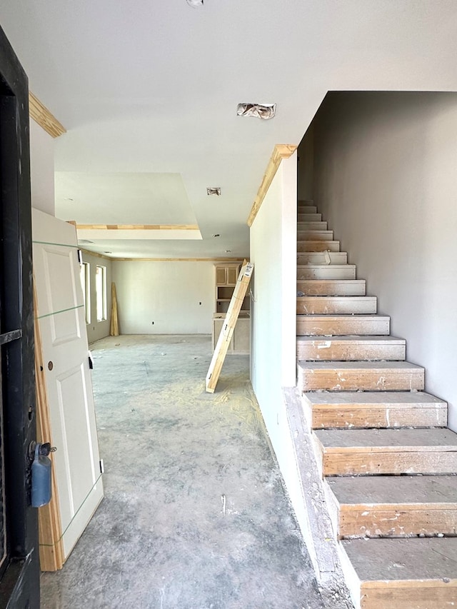 44 La Fauna Dr, Odessa, TX 79765 - stairs featuring unfinished concrete flooring