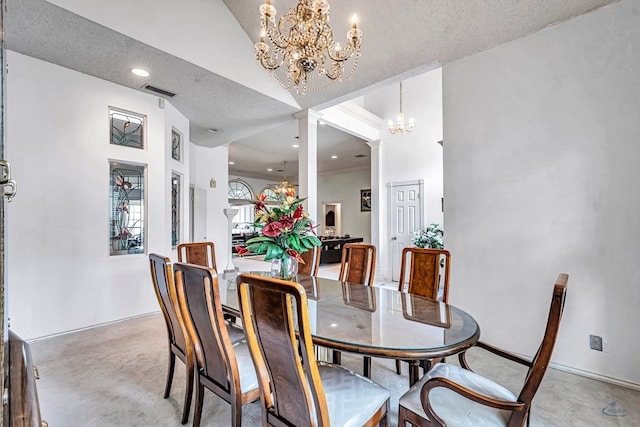 6415 San Mateo Ln, Odessa, TX 79762 - dining room with a chandelier, carpet flooring, and recessed lighting