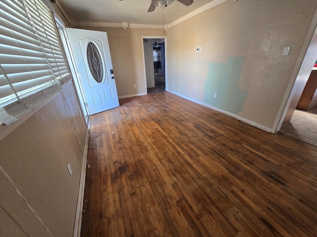 3613 Locust Ave, Odessa, TX 79762 - unfurnished room featuring a ceiling fan, hardwood / wood-style floors, and ornamental molding