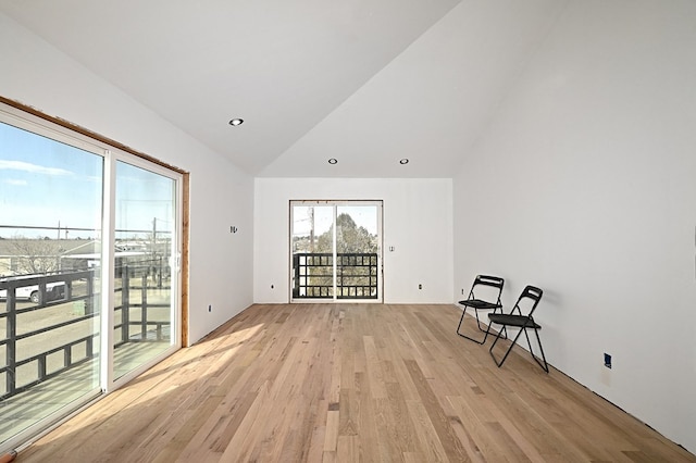 1007 E Texas St, Marfa, TX 79843 - unfurnished room with light wood finished floors, plenty of natural light, and high vaulted ceiling