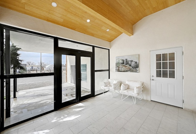 1007 E Texas St, Marfa, TX 79843 - doorway to outside featuring wood ceiling, french doors, and recessed lighting