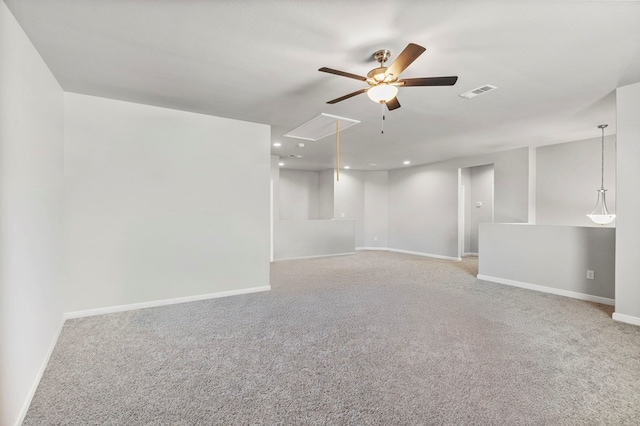 3102 Mearns Ct, Midland, TX 79705 - empty room featuring attic access, a ceiling fan, light carpet, and recessed lighting