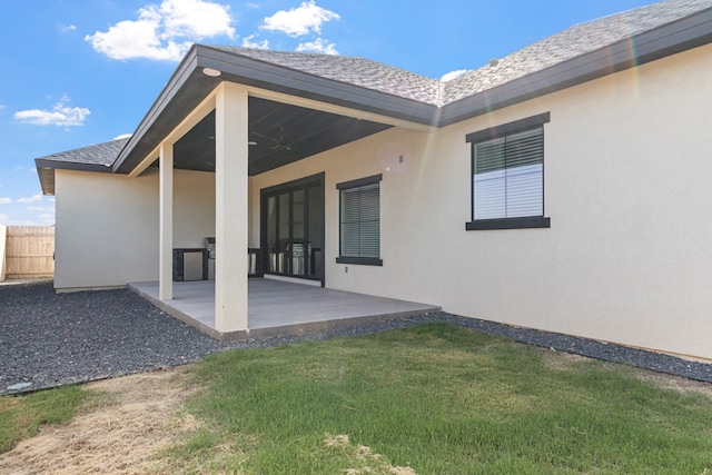 8652 Fiesta Ct, Odessa, TX 79765 - back of house with a patio, stucco siding, and ceiling fan