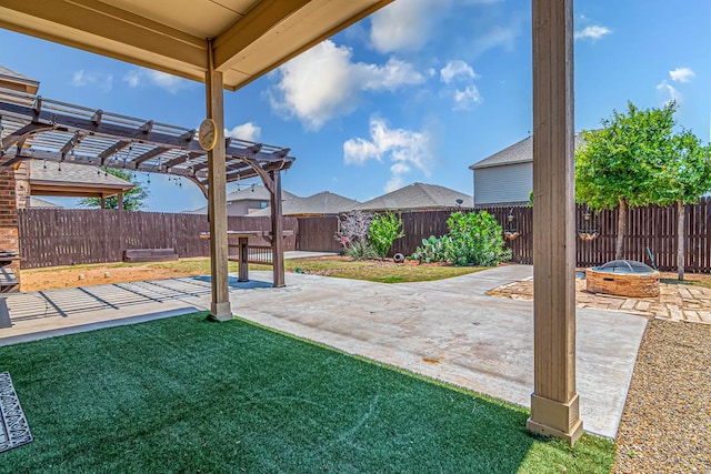 1506 San Miguel Ct, Midland, TX 79705 - view of yard with a patio area, a pergola, and a fire pit