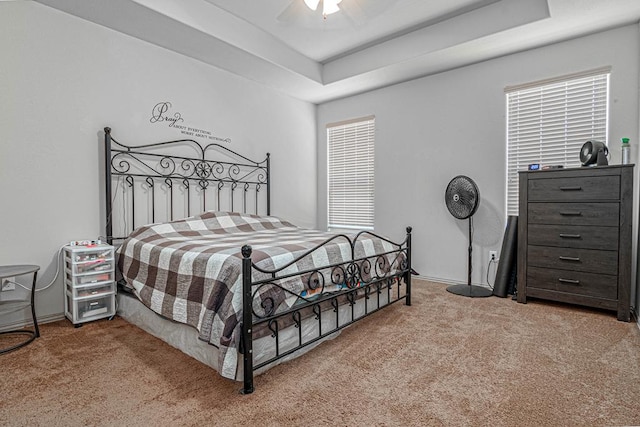 1506 San Miguel Ct, Midland, TX 79705 - carpeted bedroom featuring a raised ceiling and ceiling fan