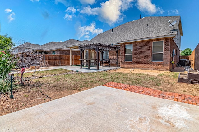 1506 San Miguel Ct, Midland, TX 79705 - rear view of property with a pergola, a patio, a fenced backyard, and brick siding