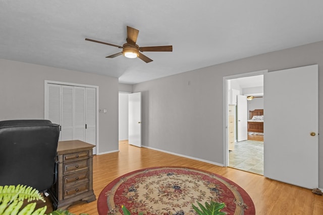 9408 Cromwell Ter, Odessa, TX 79764 - office space featuring ceiling fan, baseboards, and light wood-style floors