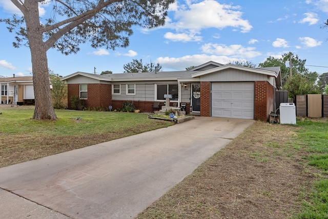 1306 Douglas Dr, Odessa, TX 79762 - ranch-style house with brick siding, an attached garage, concrete driveway, and a front yard