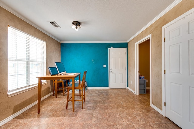 8625 Harvard Ave, Odessa, TX 79765 - office featuring ornamental molding and a textured ceiling