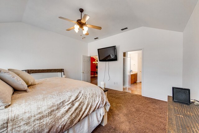8625 Harvard Ave, Odessa, TX 79765 - bedroom featuring lofted ceiling, carpet flooring, and ceiling fan