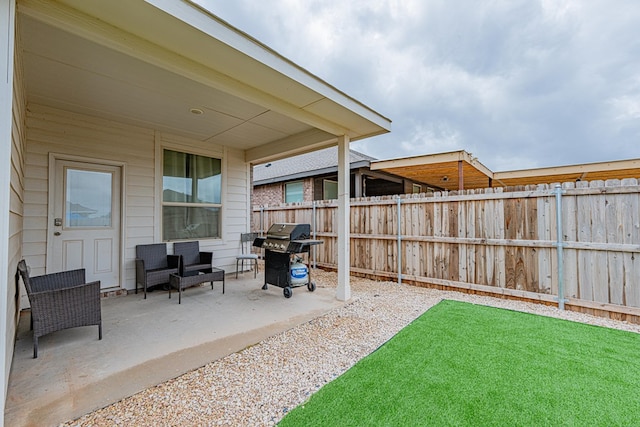6205 Globe Life Ct, Odessa, TX 79762 - fenced backyard featuring a patio