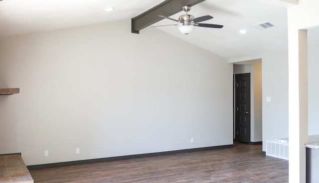 4603 N Tom Green Ave, Odessa, TX 79762 - unfurnished living room with a ceiling fan, dark wood-type flooring, and recessed lighting