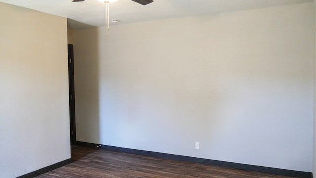 4603 N Tom Green Ave, Odessa, TX 79762 - unfurnished room featuring a ceiling fan, dark wood-style floors, and a smoke detector