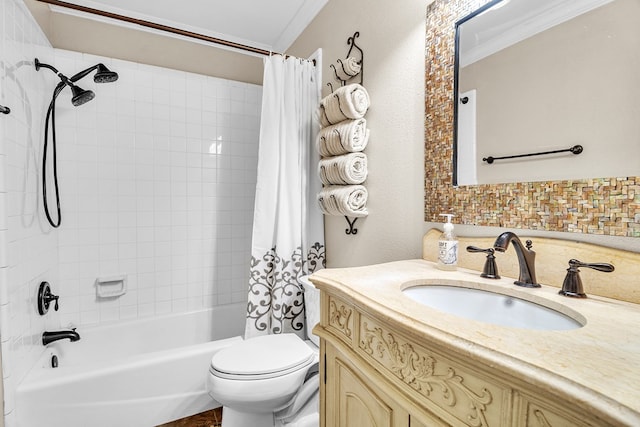 1000 S Nelson Rd, Monahans, TX 79756 - bathroom featuring vanity, shower / tub combo, and ornamental molding