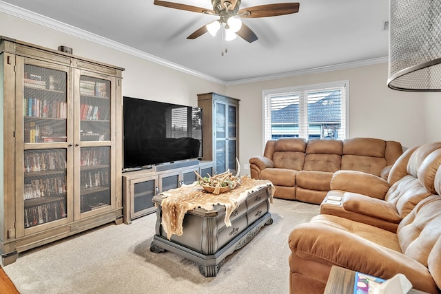 1000 S Nelson Rd, Monahans, TX 79756 - living room with ornamental molding and ceiling fan