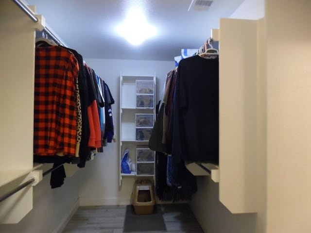 spacious closet featuring light hardwood / wood-style flooring