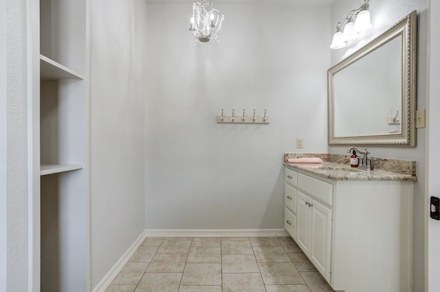 259 County Rd 304, Seminole, TX 79360 - bathroom featuring vanity, a chandelier, and baseboards