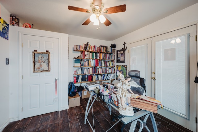 3708 N Moss Ave, Odessa, TX 79764 - office space with dark wood-style floors, ceiling fan, and baseboards