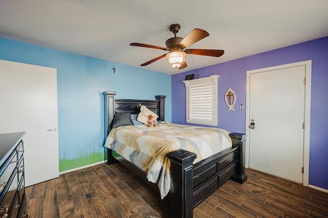 3708 N Moss Ave, Odessa, TX 79764 - bedroom with wood finished floors and a ceiling fan