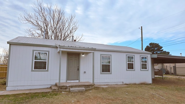 view of front of home with metal roof