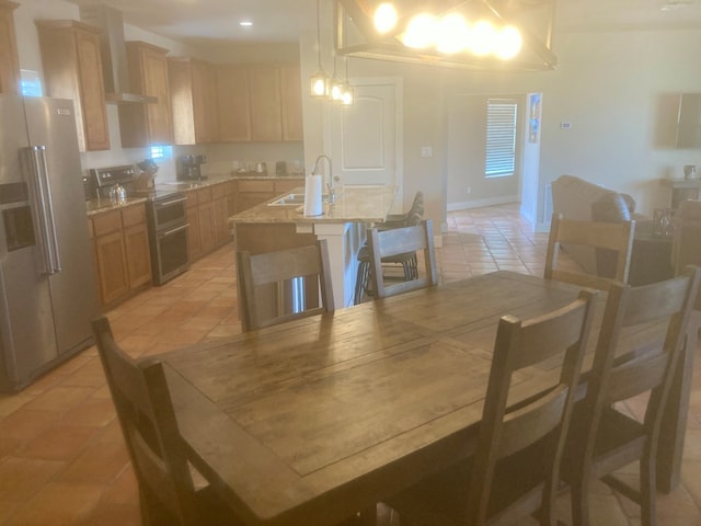 420 Santana Dr, Lajitas, TX 79852 - dining area featuring light tile patterned floors and recessed lighting