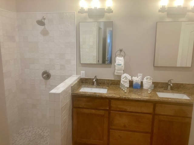 420 Santana Dr, Lajitas, TX 79852 - bathroom with tiled shower and double vanity