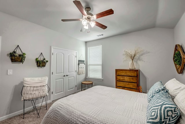8430 E County Rd 114, Midland, TX 79706 - bedroom featuring carpet, a closet, baseboards, and a ceiling fan