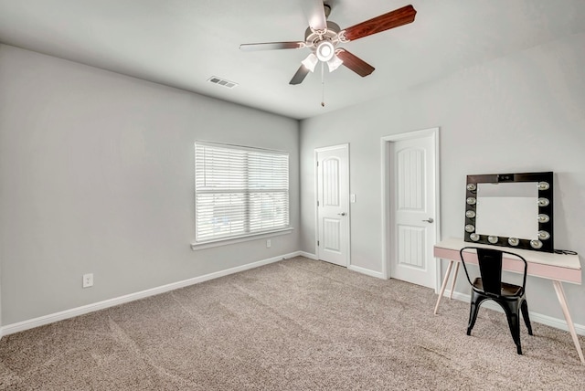 8430 E County Rd 114, Midland, TX 79706 - carpeted home office featuring baseboards and ceiling fan