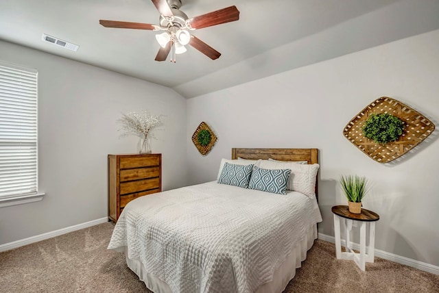 8430 E County Rd 114, Midland, TX 79706 - bedroom with carpet, baseboards, ceiling fan, and lofted ceiling
